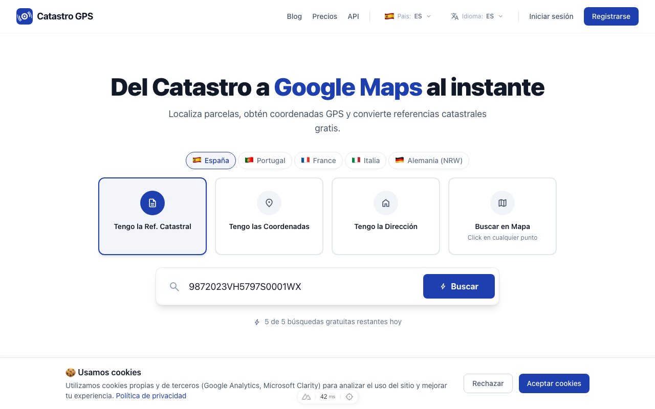 Buscador de CatastroGPS con referencia catastral